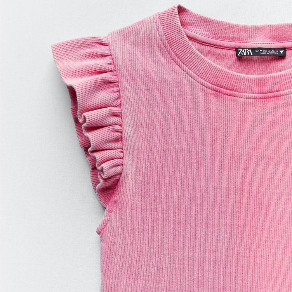 Zara Washed Effect Ruffled Top